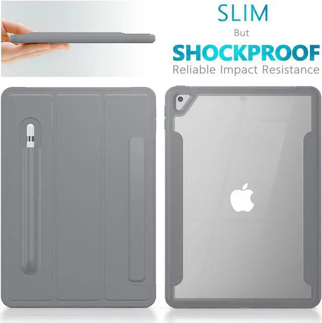 Alt view image 6 of 6 - New iPad 7th Generation 10.2 inch Case 2019 with Pencil Holder Smart Stand Cover with Auto Wake/Sleep for Apple iPad 10.2" Model A2197 / A2198 / A2200