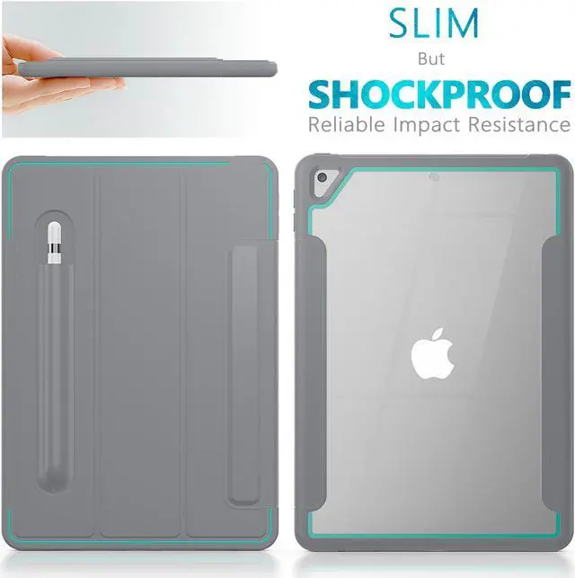 Alt view image 6 of 6 - New iPad 7th Generation 10.2 inch Case 2019 with Pencil Holder Smart Stand Cover with Auto Wake/Sleep for Apple iPad 10.2" Model A2197 / A2198 / A2200