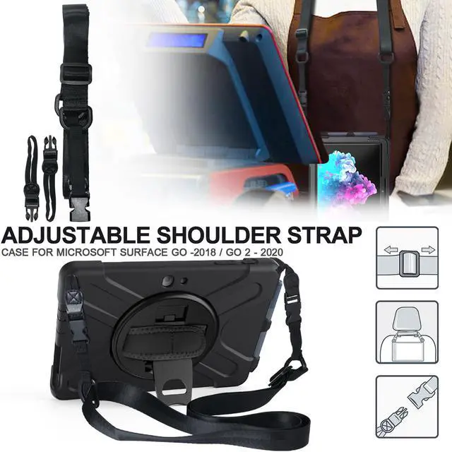 Alt view image 6 of 7 - Case for Microsoft Surface Go 3 10.5 inch 2021 / Surface Go 2 10.5 inch 2020 / Surface Go 10 inch 2018 with with Pen Holder, Hand Strap & Shoulder Strap Shockproof Protective Stand Cover