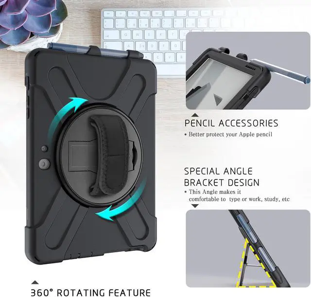 Alt view image 3 of 7 - Case for Microsoft Surface Go 3 10.5 inch 2021 / Surface Go 2 10.5 inch 2020 / Surface Go 10 inch 2018 with with Pen Holder, Hand Strap & Shoulder Strap Shockproof Protective Stand Cover