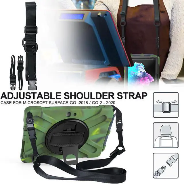 Alt view image 6 of 6 - Case for Microsoft Surface Go 2 10.5 inch 2020 / Surface Go 10 inch 2018 with with Pen Holder, Hand Strap & Shoulder Strap Shockproof Protective Stand Cover