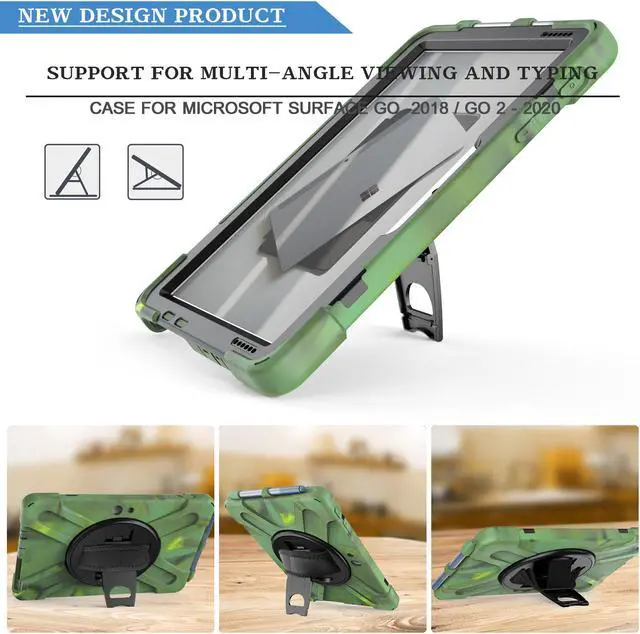 Alt view image 2 of 6 - Case for Microsoft Surface Go 2 10.5 inch 2020 / Surface Go 10 inch 2018 with with Pen Holder, Hand Strap & Shoulder Strap Shockproof Protective Stand Cover