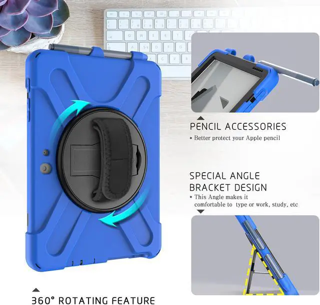 Alt view image 4 of 7 - Case for Microsoft Surface Go 3 10.5 inch 2021 / Surface Go 2 10.5 inch 2020 / Surface Go 10 inch 2018 with with Pen Holder, Hand Strap & Shoulder Strap Shockproof Protective Stand Cover