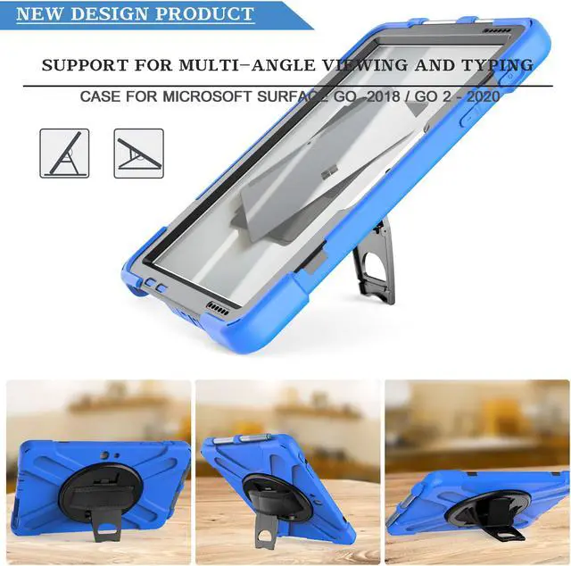 Alt view image 2 of 7 - Case for Microsoft Surface Go 3 10.5 inch 2021 / Surface Go 2 10.5 inch 2020 / Surface Go 10 inch 2018 with with Pen Holder, Hand Strap & Shoulder Strap Shockproof Protective Stand Cover