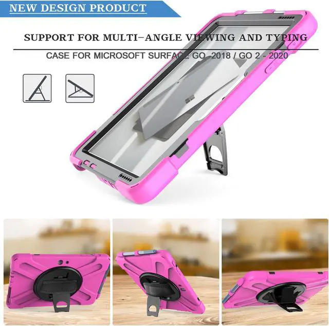 Alt view image 4 of 7 - Case for Microsoft Surface Go 3 10.5 inch 2021 / Surface Go 2 10.5 inch 2020 / Surface Go 10 inch 2018 with with Pen Holder, Hand Strap & Shoulder Strap Shockproof Protective Stand Cover