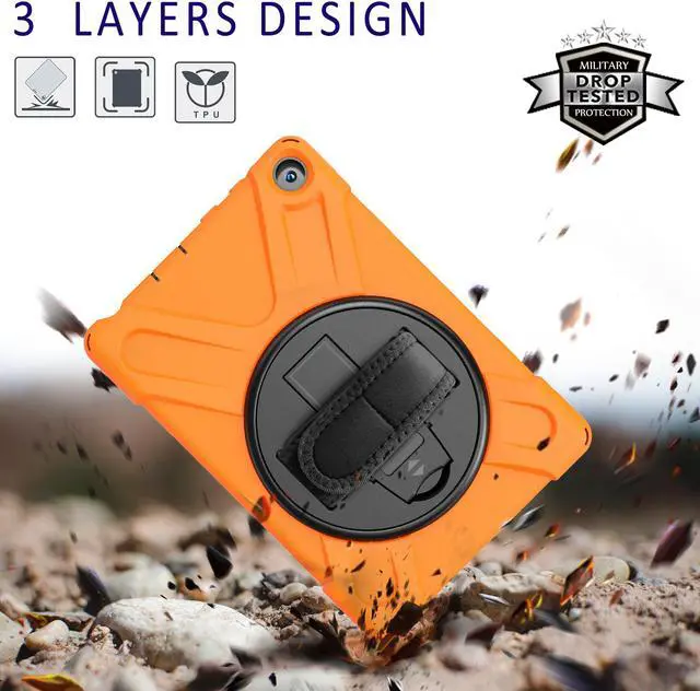 Alt view image 2 of 7 - Case for Amazon Kindle Fire HD 8 2020 / Fire 8 Plus 2020 - 10th Generation 2020 Released - Shockproof Protective Cover with Built-in Kickstand Hand Strap & Shoulder Strap
