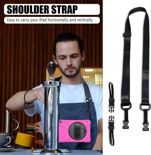 Alt view image 6 of 7 - Case for Amazon Kindle Fire HD 8 2020 / Fire 8 Plus 2020 - 10th Generation 2020 Released - Shockproof Protective Cover with Built-in Kickstand Hand Strap & Shoulder Strap