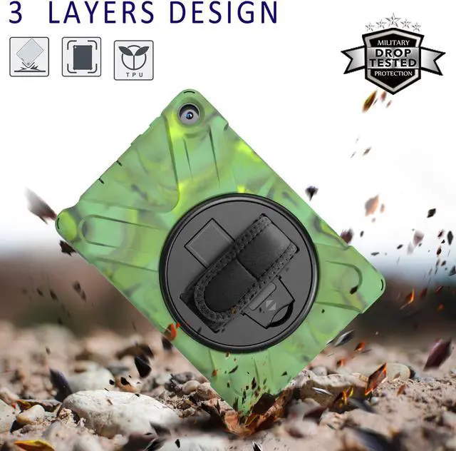 Alt view image 2 of 7 - Case for Amazon Kindle Fire HD 8 2020 / Fire 8 Plus 2020 - 10th Generation 2020 Released - Shockproof Protective Cover with Built-in Kickstand Hand Strap & Shoulder Strap