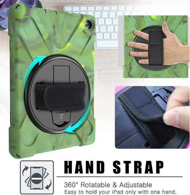 Alt view image 3 of 7 - Case for Amazon Kindle Fire HD 8 2020 / Fire 8 Plus 2020 - 10th Generation 2020 Released - Shockproof Protective Cover with Built-in Kickstand Hand Strap & Shoulder Strap