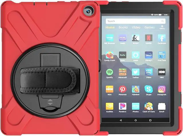 Alt view image 7 of 7 - Case for Amazon Kindle Fire HD 8 2020 / Fire 8 Plus 2020 - 10th Generation 2020 Released - Shockproof Protective Cover with Built-in Kickstand Hand Strap & Shoulder Strap