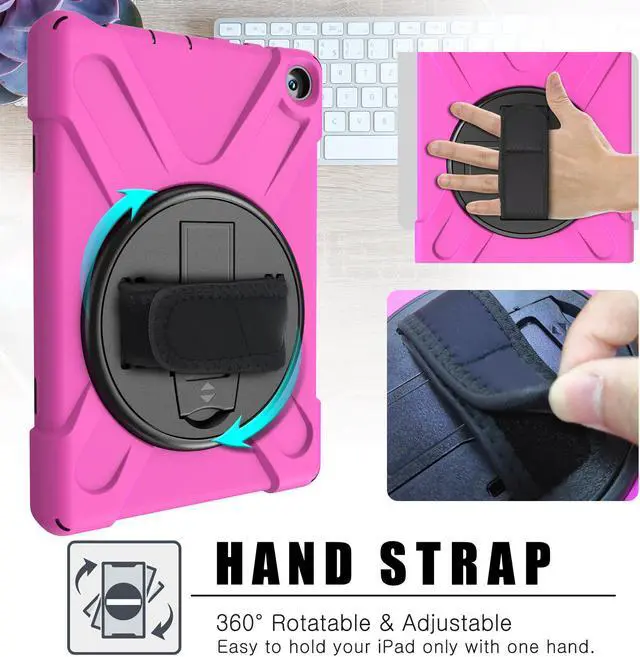 Alt view image 4 of 7 - Case for Amazon Kindle Fire HD 8 2020 / Fire 8 Plus 2020 - 10th Generation 2020 Released - Shockproof Protective Cover with Built-in Kickstand Hand Strap & Shoulder Strap