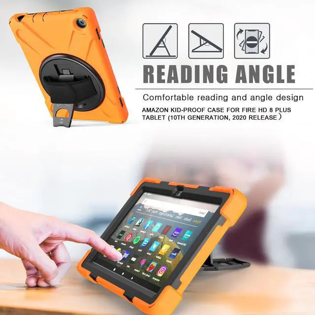 Alt view image 4 of 7 - Case for Amazon Kindle Fire HD 8 2020 / Fire 8 Plus 2020 - 10th Generation 2020 Released - Shockproof Protective Cover with Built-in Kickstand Hand Strap & Shoulder Strap
