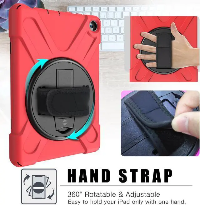 Alt view image 5 of 7 - Case for Amazon Kindle Fire HD 8 2020 / Fire 8 Plus 2020 - 10th Generation 2020 Released - Shockproof Protective Cover with Built-in Kickstand Hand Strap & Shoulder Strap