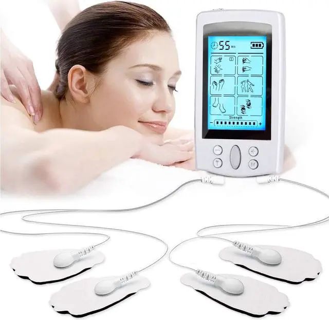 Alt view image 3 of 6 - Tens Unit Machine Pulse Massager 16 Massage Modes Rechargeable Muscle Stimulator Device with 8 Electrode Pads for Pain Relief, Body Building Neck Back Pain Relief