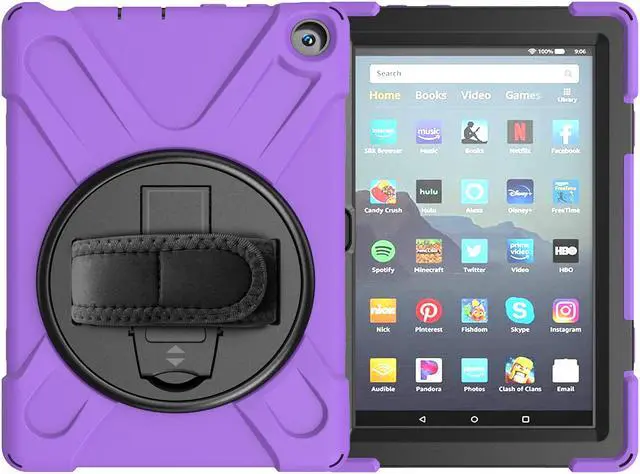 Alt view image 7 of 7 - Case for Amazon Kindle Fire HD 8 2020 / Fire 8 Plus 2020 - 10th Generation 2020 Released - Shockproof Protective Cover with Built-in Kickstand Hand Strap & Shoulder Strap