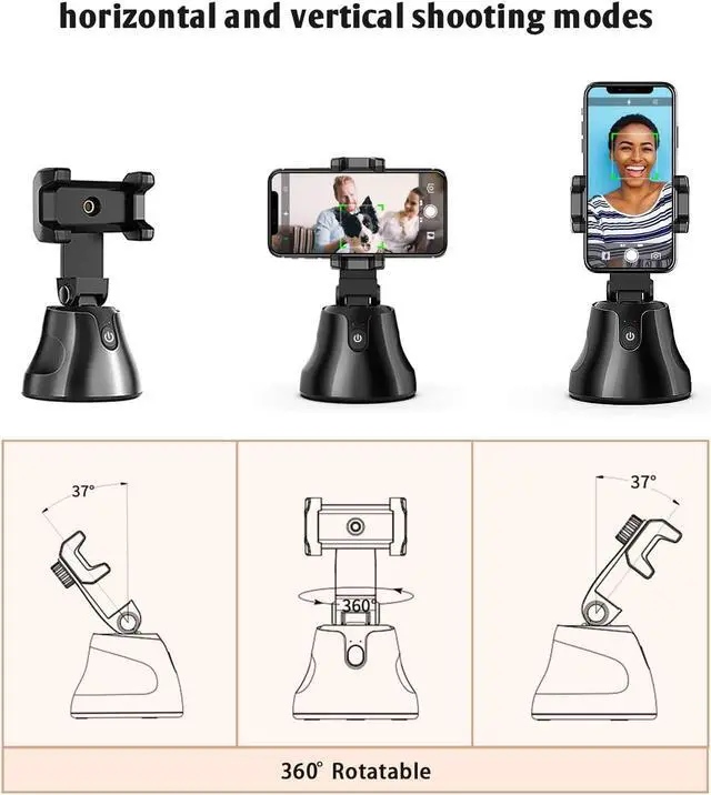 Alt view image 2 of 7 - Portable Automatic Tracking Face Smart Tracking Gimbal 360 ° Rotating AI Composition Intelligent Shooting Holder, Compatible with Android and iOS Systems