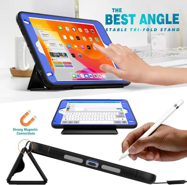Alt view image 2 of 6 - iPad Mini 5 Case iPad Mini 4 Case Smart Protective Cover Auto Sleep Wake with Stylus Holder Three Layer Drop Protection Heavy Duty Stand Case for iPad Mini 5th / 4th Generation