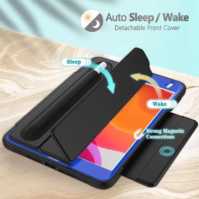Alt view image 3 of 6 - iPad Mini 5 Case iPad Mini 4 Case Smart Protective Cover Auto Sleep Wake with Stylus Holder Three Layer Drop Protection Heavy Duty Stand Case for iPad Mini 5th / 4th Generation