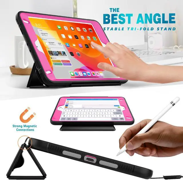 Alt view image 5 of 6 - iPad Mini 5 Case iPad Mini 4 Case Smart Protective Cover Auto Sleep Wake with Stylus Holder Three Layer Drop Protection Heavy Duty Stand Case for iPad Mini 5th / 4th Generation