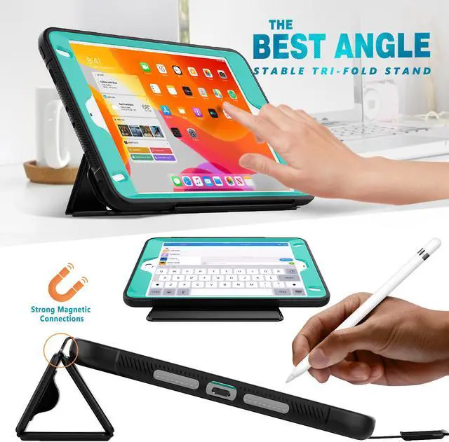 Alt view image 2 of 6 - iPad Mini 5 Case iPad Mini 4 Case Smart Protective Cover Auto Sleep Wake with Stylus Holder Three Layer Drop Protection Heavy Duty Stand Case for iPad Mini 5th / 4th Generation
