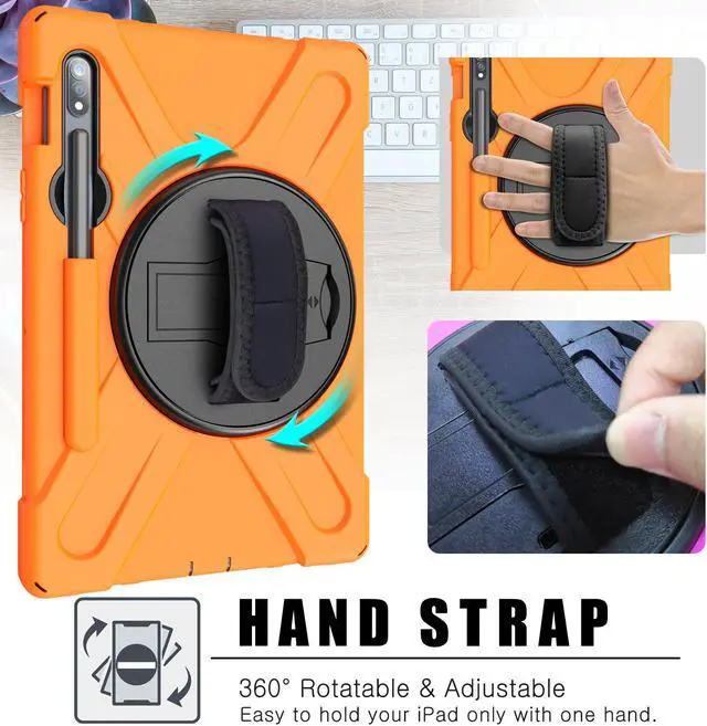 Alt view image 4 of 7 - Galaxy Tab S8 2022 / Tab S7 2020 11 Inch Case Model SM-X700/SM-706/SM-T870/SM-T875/SM-T878 with S Pen Holder, Rugged Heavy Duty Shockproof Rotating Kickstand Protective Cover for Galaxy Tab S8 S7 11"