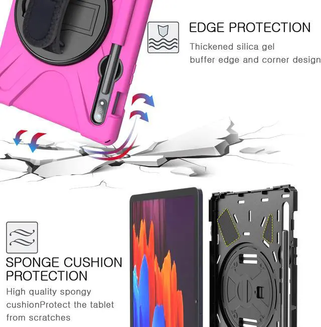 Alt view image 3 of 7 - Galaxy Tab S8 2022 / Tab S7 2020 11 Inch Case Model SM-X700/SM-706/SM-T870/SM-T875/SM-T878 with S Pen Holder, Rugged Heavy Duty Shockproof Rotating Kickstand Protective Cover for Galaxy Tab S8 S7 11"