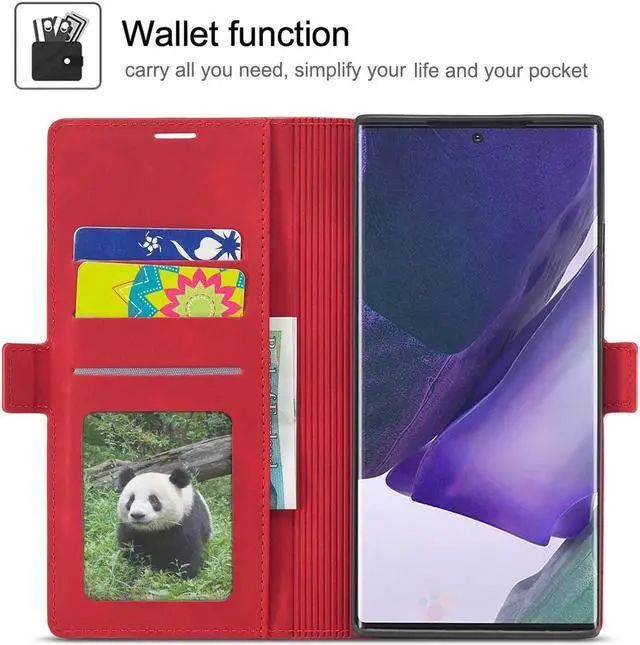 Alt view image 2 of 6 - Samsung Galaxy Note 20 Ultra 5G Case, Premium PU Leather Cover TPU Bumper with Card Holder Kickstand Hidden Magnetic Shockproof Flip Wallet Case for Samsung Galaxy Note 20 Ultra 5G