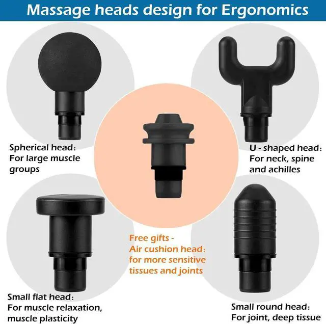 Alt view image 3 of 7 - Massage Gun Handheld Deep Muscle Massager Cordless Vibration Massage Device Helps Relieve Muscle Soreness and Stiffness