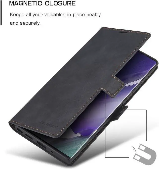 Alt view image 4 of 6 - Samsung Galaxy Note 20 Ultra 5G Case, Premium PU Leather Cover TPU Bumper with Card Holder Kickstand Hidden Magnetic Shockproof Flip Wallet Case for Samsung Galaxy Note 20 Ultra 5G