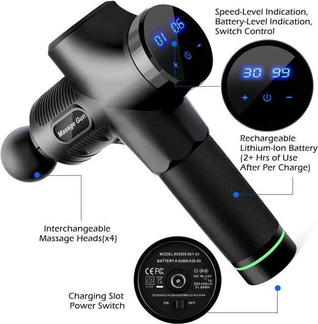 Alt view image 2 of 7 - Massage Gun Handheld Deep Muscle Massager Cordless Vibration Massage Device Helps Relieve Muscle Soreness and Stiffness