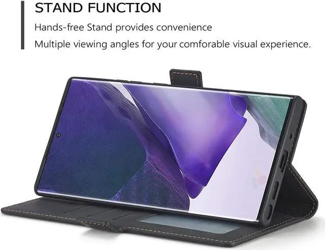 Alt view image 3 of 6 - Samsung Galaxy Note 20 Ultra 5G Case, Premium PU Leather Cover TPU Bumper with Card Holder Kickstand Hidden Magnetic Shockproof Flip Wallet Case for Samsung Galaxy Note 20 Ultra 5G