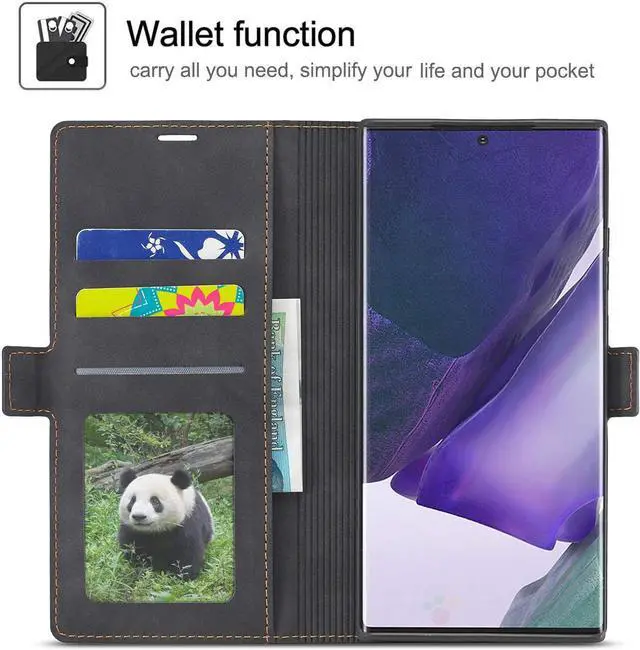 Alt view image 2 of 6 - Samsung Galaxy Note 20 Ultra 5G Case, Premium PU Leather Cover TPU Bumper with Card Holder Kickstand Hidden Magnetic Shockproof Flip Wallet Case for Samsung Galaxy Note 20 Ultra 5G
