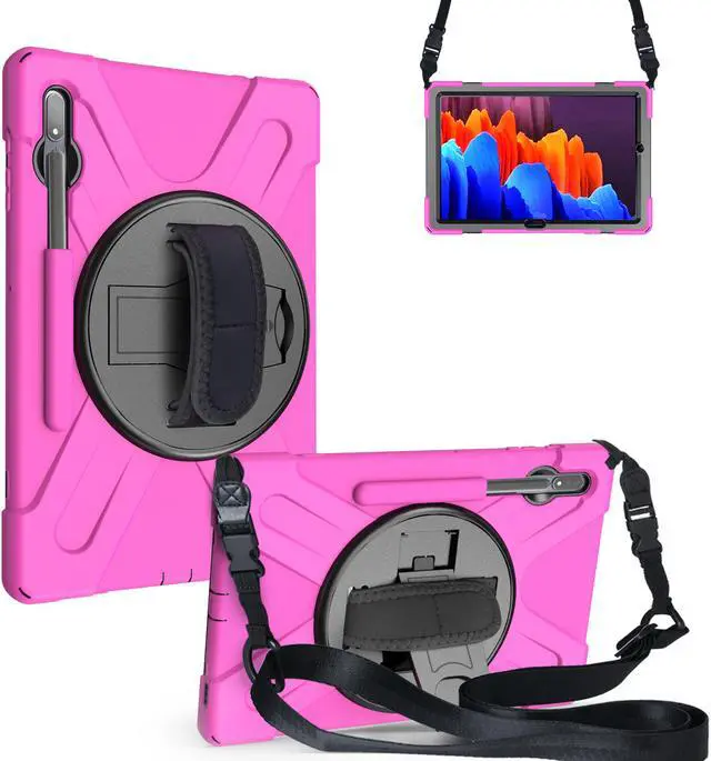 Main image of Galaxy Tab S8 Plus 2022 / S7 Plus 12.4 inch 2020 Case with S Pen Holder (Model SM-X800/X806/T970/T975), Rugged Heavy Duty Shockproof Case with Hand Strap Rotating Kickstand Protective Cover