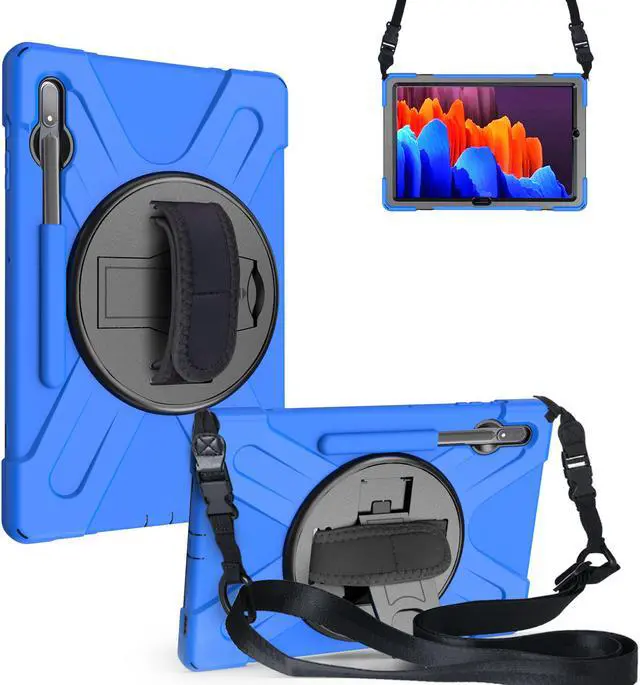 Main image of Galaxy Tab S8 Plus 2022 / S7 Plus 12.4 inch 2020 Case with S Pen Holder (Model SM-X800/X806/T970/T975), Rugged Heavy Duty Shockproof Case with Hand Strap Rotating Kickstand Protective Cover
