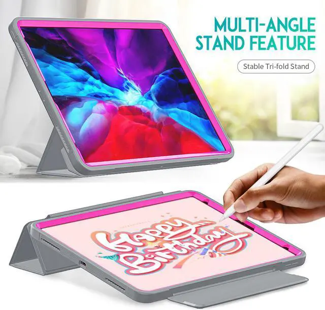 Alt view image 3 of 7 - iPad Pro 12.9 inch Case 2020 2018 with Stand / Pencil Holder, Auto Wake/Sleep - Support Pencil Wireless Charging - Smart Protective Cover for iPad Pro 12.9 inch 2020 2018