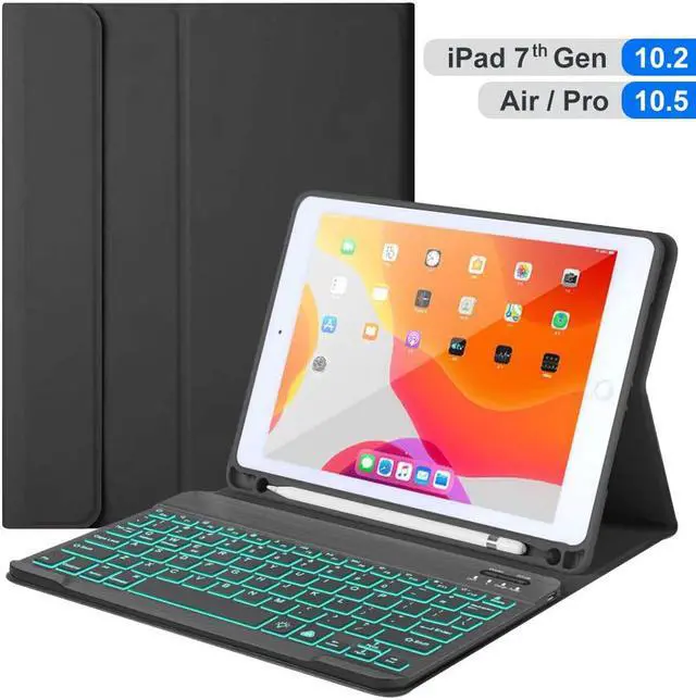 Main image of iPad Keyboard Case for iPad 10.2 2019 (7th Generation) - iPad Pro Air 3 10.5 inch - iPad Pro 10.5 2017 - 7 Colors Backlight, Magnetically Detachable Wireless Keyboard - Folio Cover