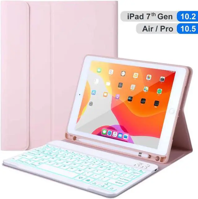 Main image of iPad Keyboard Case for iPad 10.2 2019 (7th Generation) - iPad Pro Air 3 10.5 inch - iPad Pro 10.5 2017 - 7 Colors Backlight, Magnetically Detachable Wireless Keyboard - Folio Cover