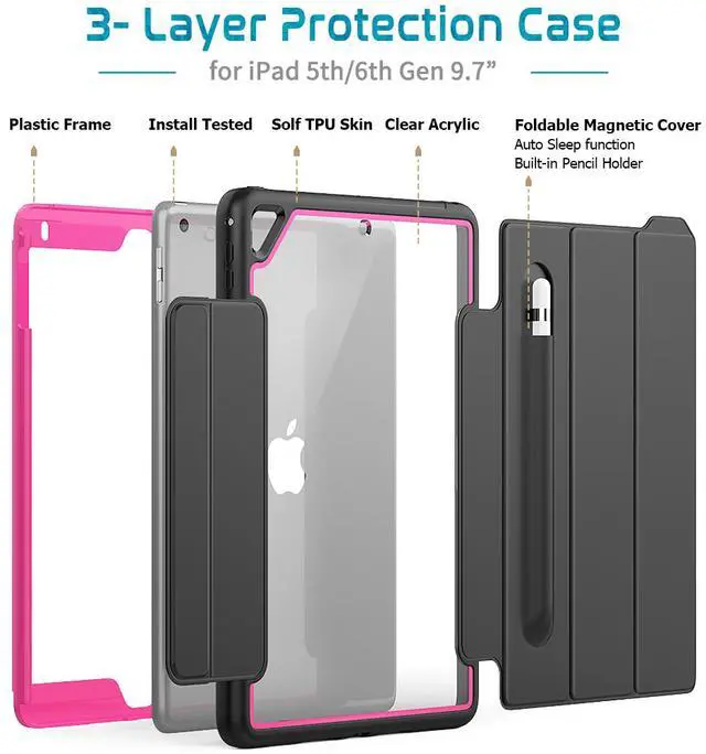 Alt view image 4 of 6 - New iPad 9.7 inch 2017 2018 Case iPad 5th 6th Generation Case Smart Magnetic Auto Sleep Wake Stand Cover