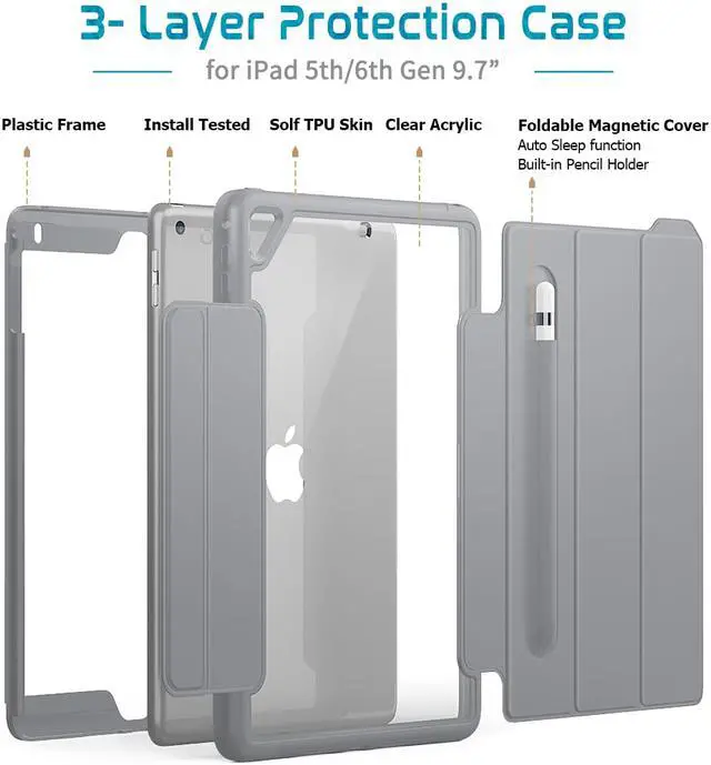 Alt view image 4 of 7 - New iPad 9.7 inch 2017 2018 Case iPad 5th 6th Generation Case Smart Magnetic Auto Sleep Wake Stand Cover