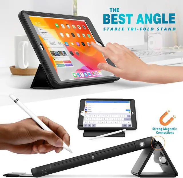 Alt view image 2 of 6 - iPad 8th Generation 2020 / iPad 7th Generation 2019 Case with Pencil Holder Smart Stand Cover with Auto Wake Sleep for iPad 10.2" iPad 8th Gen 2020 and iPad 7th Gen 2019