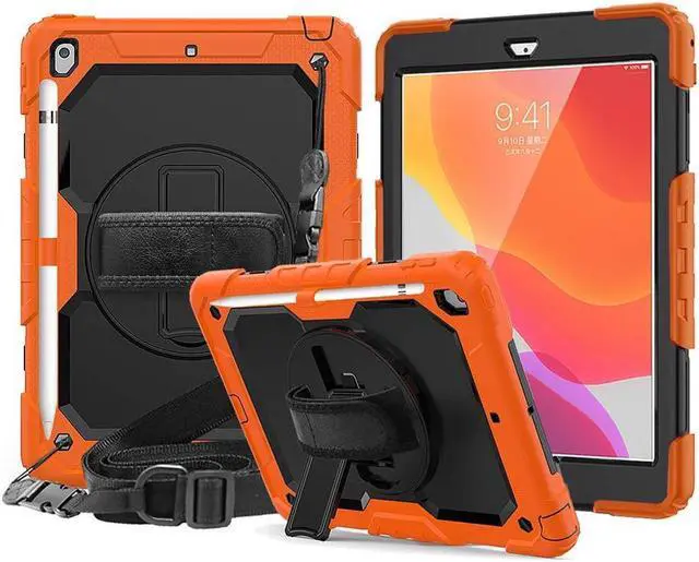 Main image of iPad 8th / 7th Generation Case Three Layer Drop Protection Cover with [360 Rotating Stand] Hand Strap & [Stylus Pencil Holder] for New iPad 8 Generation 2020 / iPad 7 Generation 10.2 inch 2019