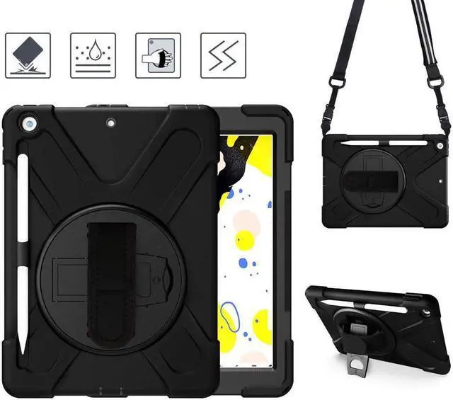 Main image of New iPad 8 10.2 inch 2020 8th Generation / iPad 10.2 inch 2019 iPad 7th Generation Case with Pencil Holder / Rotatable Stand / Hand Strap and Shoulder Belt Shockproof Cover