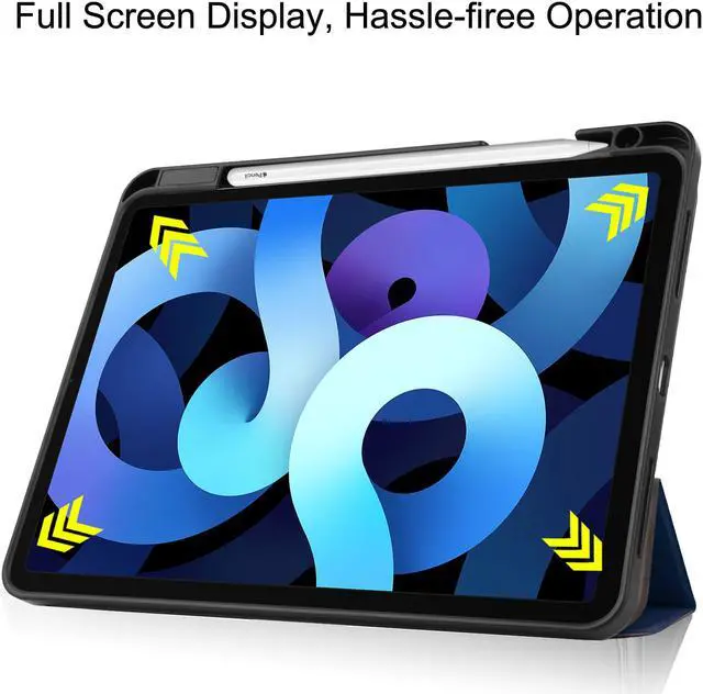 Alt view image 7 of 7 - Case for New iPad Air 5 Air 4 10.9 Inch 2022 2020 5th 4th Generation with Pencil Holder, Lightweight Soft TPU Back and Trifold Smart Protective Cover with Auto Sleep/ Wake