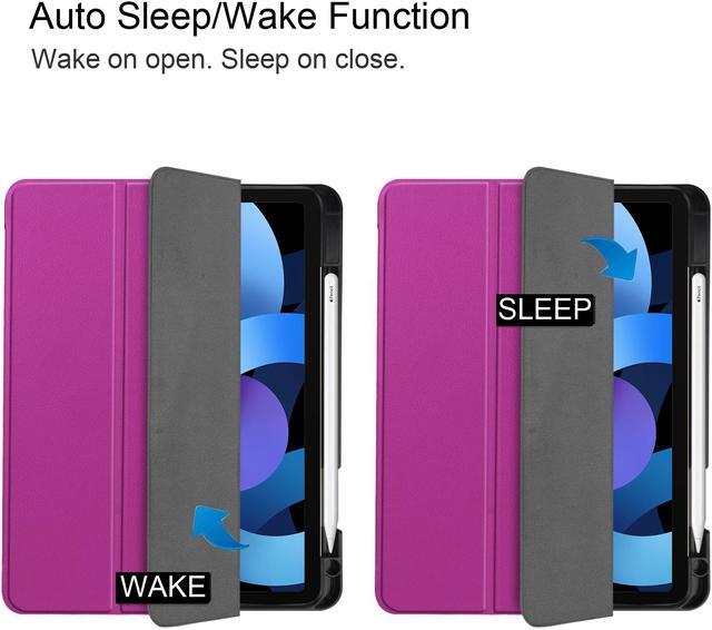 Alt view image 3 of 7 - Case for New iPad Air 5 Air 4 10.9 Inch 2022 2020 5th 4th Generation with Pencil Holder, Lightweight Soft TPU Back and Trifold Smart Protective Cover with Auto Sleep/ Wake