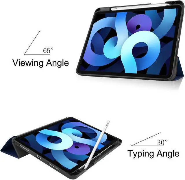 Alt view image 2 of 7 - Case for New iPad Air 5 Air 4 10.9 Inch 2022 2020 5th 4th Generation with Pencil Holder, Lightweight Soft TPU Back and Trifold Smart Protective Cover with Auto Sleep/ Wake