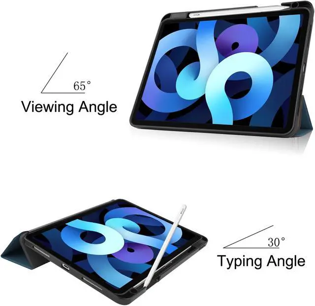 Alt view image 3 of 7 - Case for New iPad Air 5 Air 4 10.9 Inch 2022 2020 5th 4th Generation with Pencil Holder, Lightweight Soft TPU Back and Trifold Smart Protective Cover with Auto Sleep/ Wake
