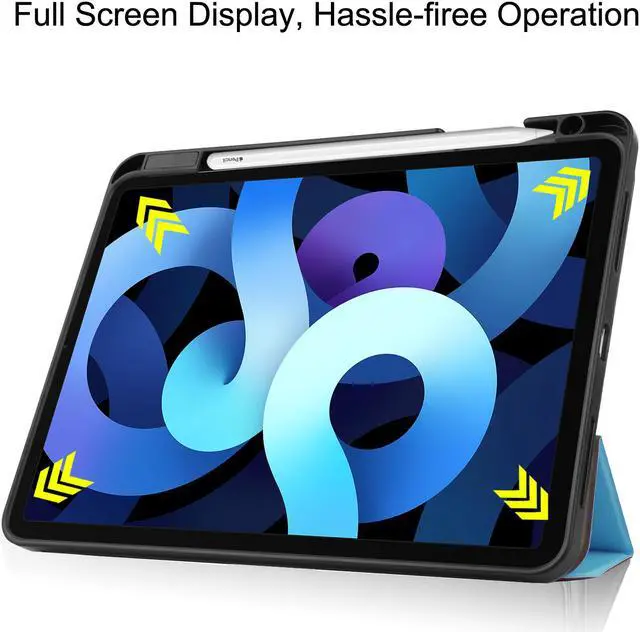 Alt view image 7 of 7 - Case for New iPad Air 5 Air 4 10.9 Inch 2022 2020 5th 4th Generation with Pencil Holder, Lightweight Soft TPU Back and Trifold Smart Protective Cover with Auto Sleep/ Wake