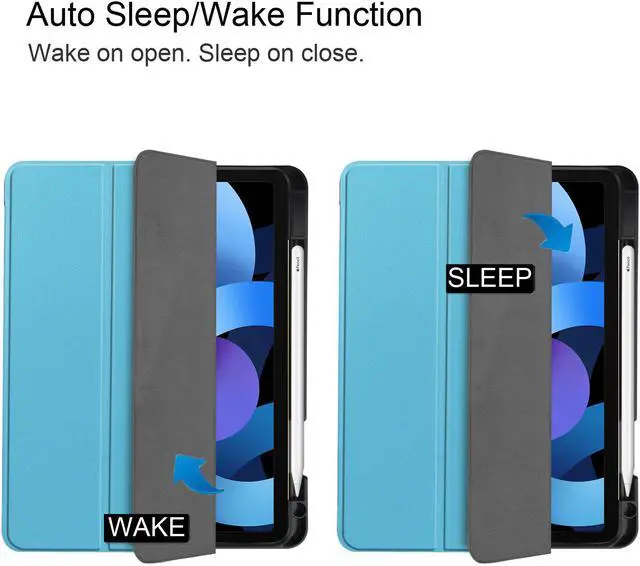 Alt view image 2 of 7 - Case for New iPad Air 5 Air 4 10.9 Inch 2022 2020 5th 4th Generation with Pencil Holder, Lightweight Soft TPU Back and Trifold Smart Protective Cover with Auto Sleep/ Wake