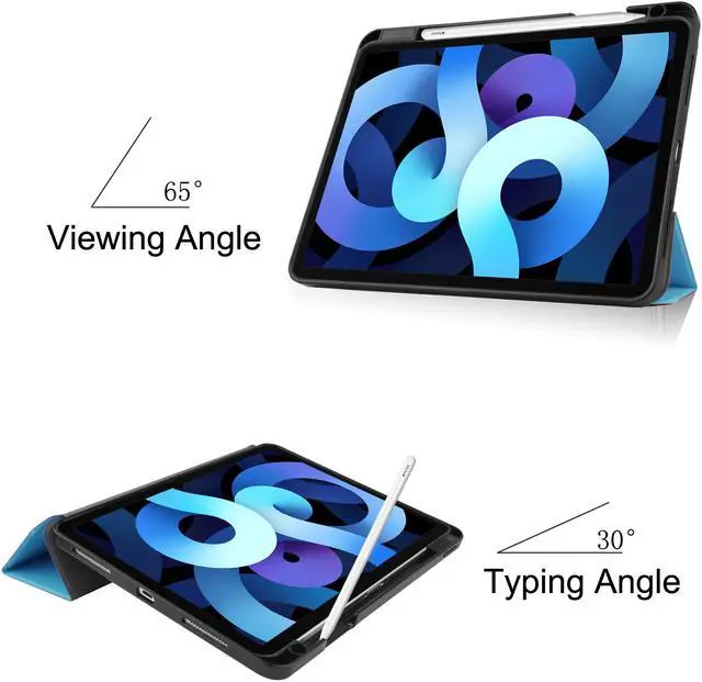 Alt view image 3 of 7 - Case for New iPad Air 5 Air 4 10.9 Inch 2022 2020 5th 4th Generation with Pencil Holder, Lightweight Soft TPU Back and Trifold Smart Protective Cover with Auto Sleep/ Wake