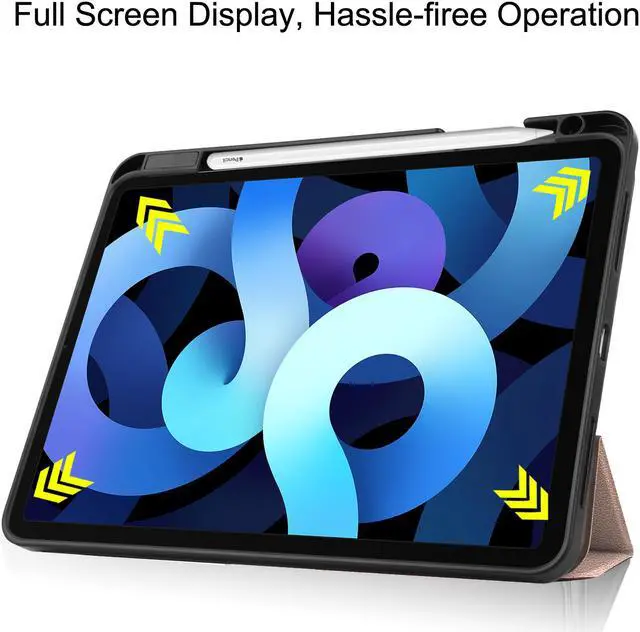 Alt view image 5 of 6 - Case for New iPad Air 5 Air 4 10.9 Inch 2022 2020 5th 4th Generation with Pencil Holder, Lightweight Soft TPU Back and Trifold Smart Protective Cover with Auto Sleep/ Wake